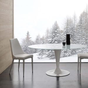 Tavolo rotondo in cristallo bianco - Stoccolma