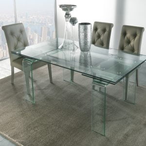 tavolo allungabile di cristallo gambe vetro - Chicago