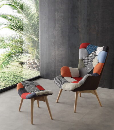 poltrona patchwork con Pouf - Riga